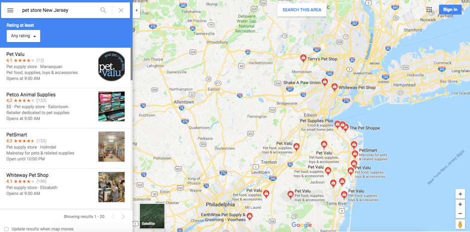 visible in Google searches and on Google Maps